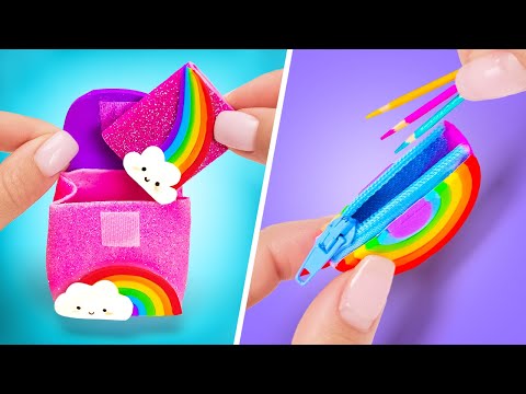 MINIATUROWE PRZYBORY SZKOLNE DIY 🌈🎒📒