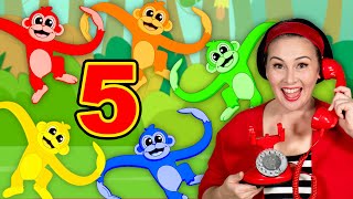 Five Little Monkeys Jumping On The Bed 🐵🎺 Kids Songs & Nursery Rhymes | Lah-Lah Counting Song