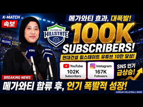 메가와티 효과 현실됐다! 현대건설 힐스테이트 유튜브 10만 돌파…