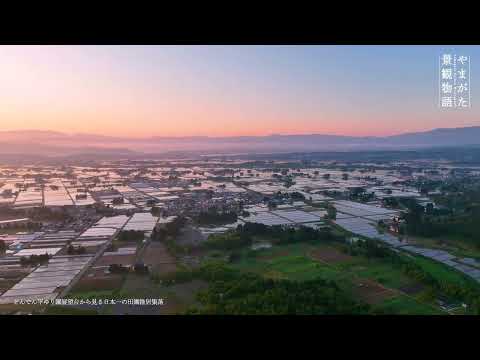 【4K空撮】24どんでん平ゆり園展望台から見る日本一の田園散居集落〈やまがた景観物語〉