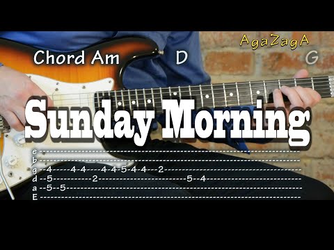Sunday Morning - instrumental guitar cover with Tabs and Chords, レッスン, como tocar, табулатуры