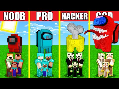 Minecraft Battle: AMONG US HOUSE BUILD CHALLENGE - NOOB vs PRO vs HACKER vs GOD / Animation IMPOSTOR