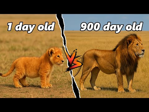 Time Lapse Evolution: Lion Growth from Day 1 to Day 900 in 2 Minutes | AI & Evolution