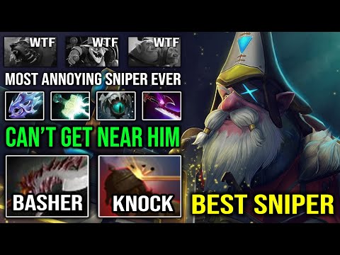 You Can't Get Close to this Sniper | WTF Basher + Knockback 100% Annoying Hero OP Dota 2