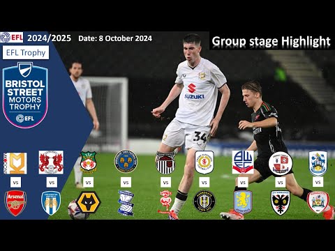 Highlights Summary, Group Stage on 8 Oct 2024, 2024/25 Bristol Street Motors Trophy (Match 9-17)