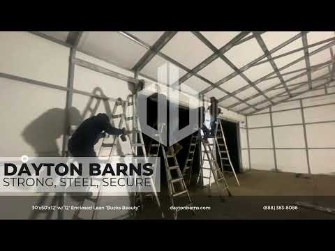 Buck's Beauty: 30×50×12 Steel Garage & Workshop with Enclosed Lean-To