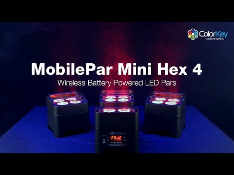 ColorKey MobilePar Mini HEX 4 12W RGBAW-UV LED Lights with Carrying Case (4-Pack Bundle)