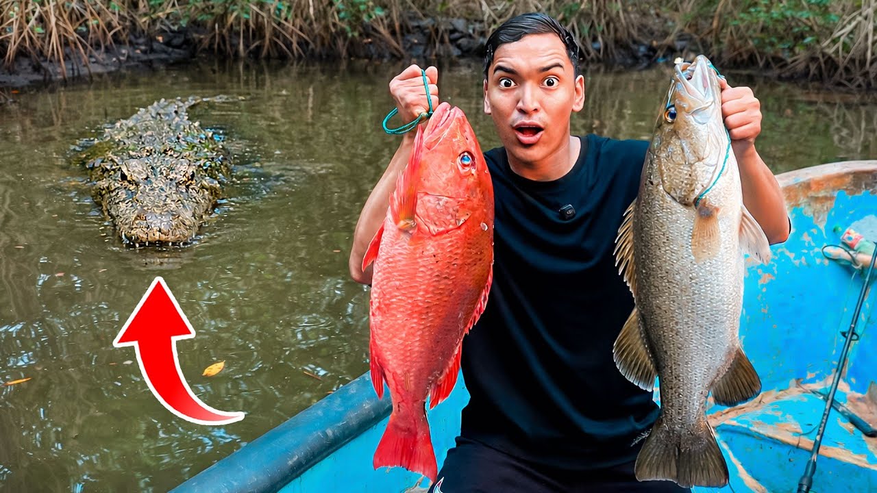 PESCANDO en un RIO LLENO de COCODRILOS - ALFREDO LARIN   