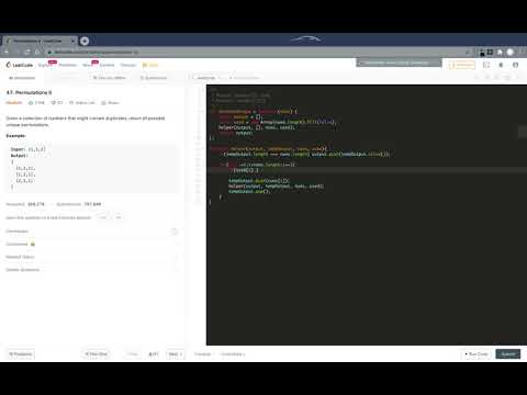 Javascript Backtracking Array Template 47 Permutations Ii