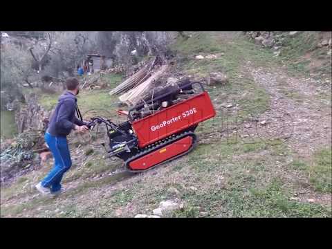 Exemple d'utilisation en pente du Minitransporter GeoTech GeoPorter 530E