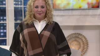 Denim & Co. Plaid Printed Reversible Open Front Fleece Poncho on QVC