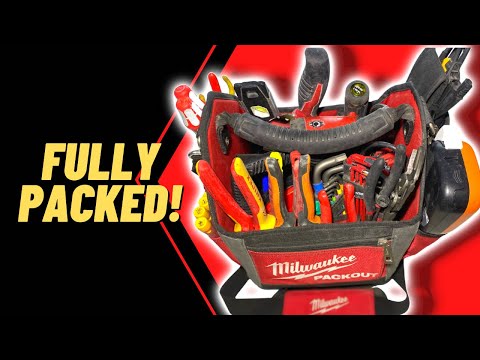 Electricians tool bag. Inside Milwaukee packout tote