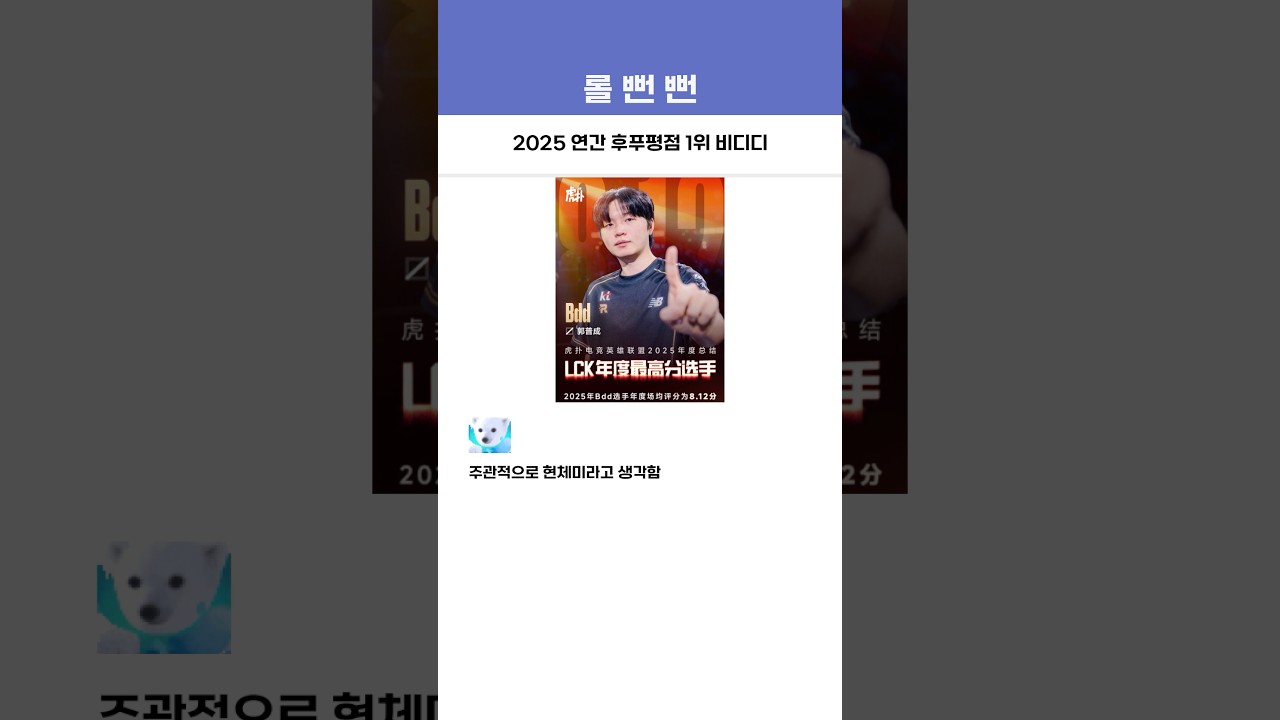 2025 연간 후푸평점 1위 비디디