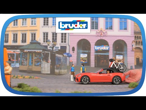 Bruder Ata BRUDER automobilis Roadster ir dviratininkas su kelių dviračiu, 03485 video