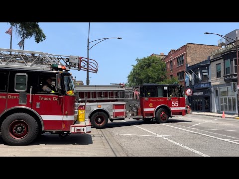 Chicago fire department Engine 55 truck 44 battalion 12 responding