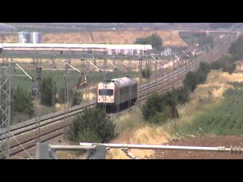 Greek trains at speed, inside and out