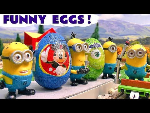 Minions funny Kinder Surprise Eggs Play Doh Thomas The Train Frozen Disney Mickey Mouse Play-Doh