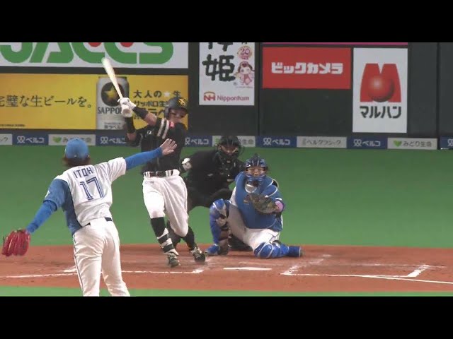 【3回表】ホークス・牧原大成 レフトへのタイムリーで反撃!! 2022年4月22日 北海道日本ハムファイターズ 対 福岡ソフトバンクホークス