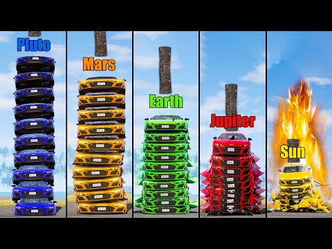 Gravity Difference #9 - Earth, Pluto, Jupiter, Mars, Sun - Beamng drive