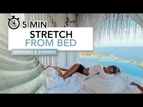 5 MIN STRETCH FROM BED | Wake Up & Slow Down Routine - morning & evening | Eylem Abaci