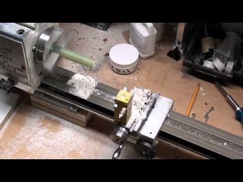 Making a G-10 jump tip on a cue lathe