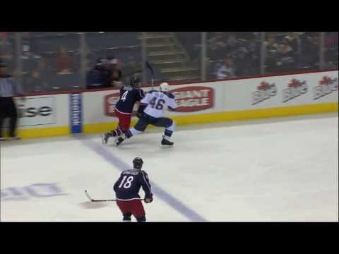 Roman Polak spills John Moore [HD]