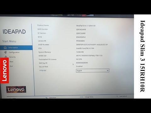 Lenovo Ideapad Slim 3 15IRH10R - How To Enter Bios (UEFI) & Boot Menu Options