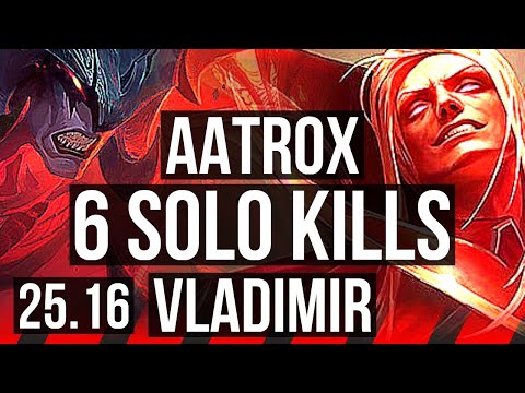AATROX vs VLADIMIR (TOP) | 12/1/7, 6 solo kills, Legendary | KR Master | 25.16