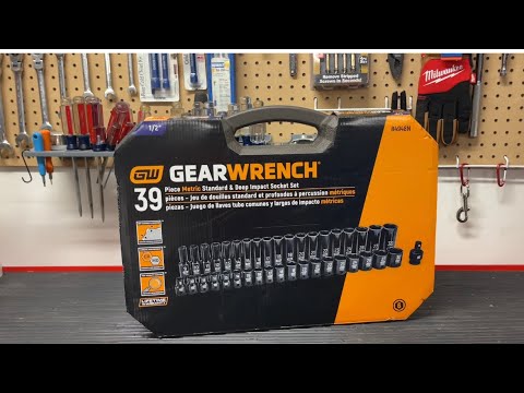 GEARWRENCH 39 Piece 1/2inch Drive 6 Point Impact Socket Set, Standard & Deep, Metric - 84948N