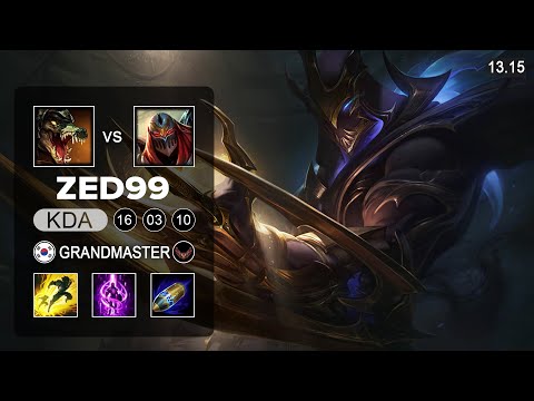 ZED99 Zed vs Renekton Mid - KR Grandmaster - Patch 13.15 Season 13