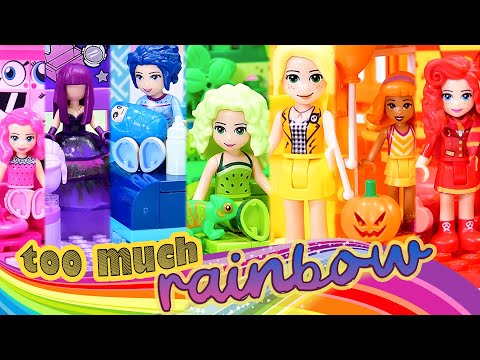 Too Much Rainbow 🌈 All the rainbow single colour build challenges (plus pink) LEGO compilation