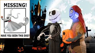 🎃Zero Is Missing! Inflatable Jack and Sally | Nightmare Before Christmas Adventure by Mom &amp; 5 YO Son