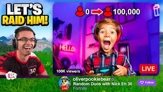 We raided this kid with 100,000 viewers!