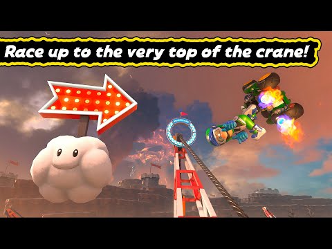 Mario Kart World - P-Switch Mission - Race up to the Very Top of the Crane! #nintendoswitch2