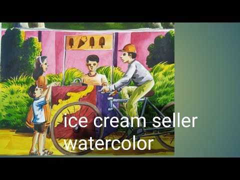 ice cream seller watercolor#art #watercolor