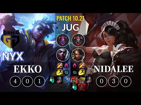 GEN Nyx Ekko vs Nidalee Jungle - KR Patch 10.21