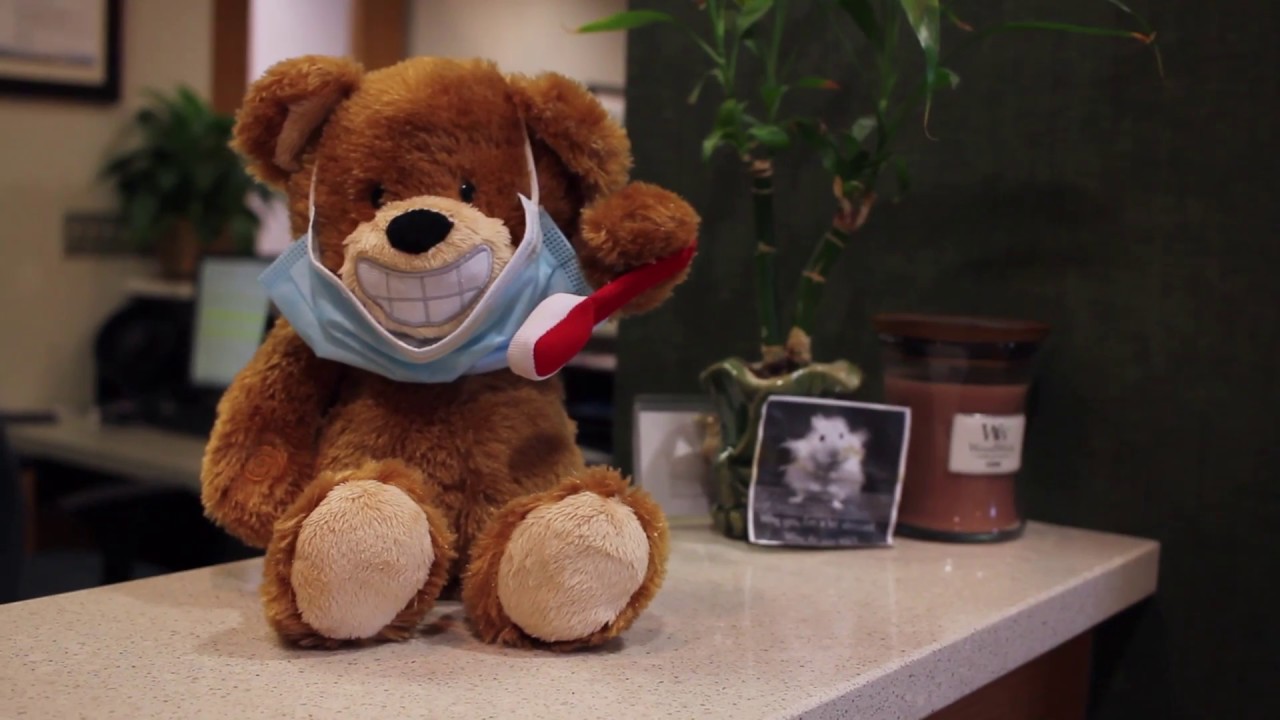 Teddy bear with a toothbrush in Annapolis dental office