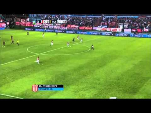 Gol de Cerutti. Estudiantes 4 Olimpo 0. Liguilla Pre Sudamericana. Fútbol Para Todos