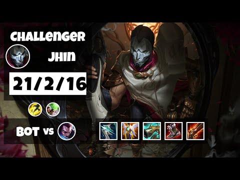 Jhin Bot Lane 11.17 Challenger Gameplay Replay S11 (21/2/16) - KOREAN