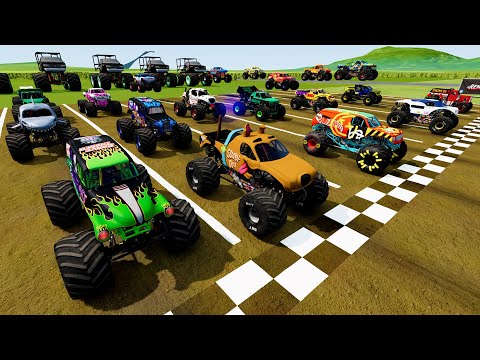 Mud Racing Monster Truck Long Distance Jumps Challenge and Crashing
