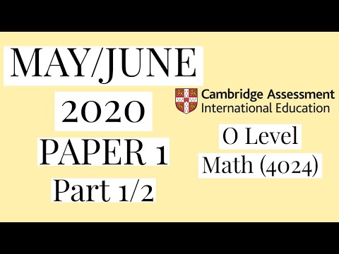O level Math - May/June 2020 Paper 1 Variant 2 (Part-1)