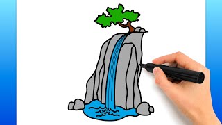 How To Draw A Waterfall (Easy Drawing Tutorial)