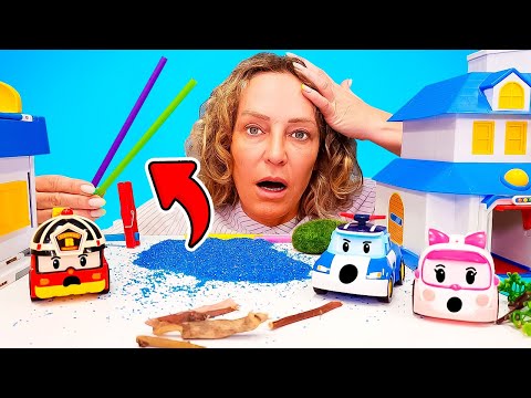 Spielzeug Video für Kinder - Stadt nach Hurrikan. Video mit Nicole und Robocar Poli Spielzeugen