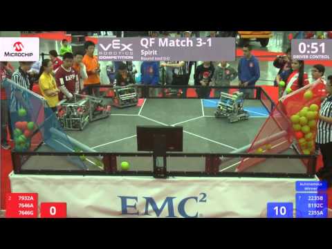 VEX Worlds 2016 - VRC MS Spirit - QF 3-1 (7932A 7646A 7646G) 267 vs 245 (2235B 8192C 2355A)