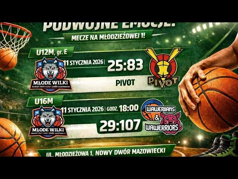 GRAMED Młode Wilki Basket U12 - MUKS Pivot Piastów 16:00 U16 - Wawerriors Warszawa 18:00 2026-01-11