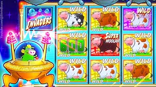 WILD BONUS START!!! BIG WIN FREE GAMES on INVADERS ATTACK FROM THE PLANET MOOLAH SLOTS