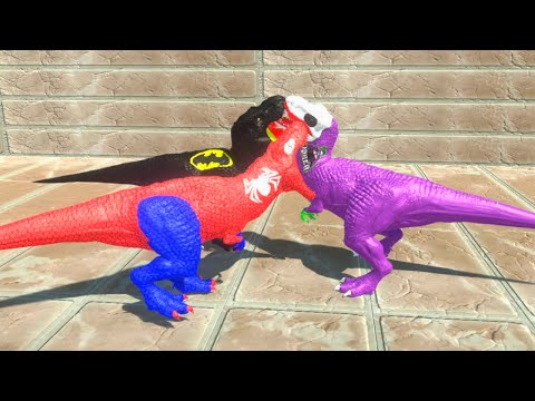 SPIDER-MAN & BATMAN VS JOKER T-REX DEATH RUN - Animal Revolt Battle Simulator