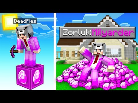 TEK BLOK AMA MİLYARDER ZORLUK SEVİYESİ 😱 - Minecraft