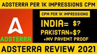 Adsterra Ad Network Review 2021 Per 1K Impressions CPM For India or Pakistan Adsterra Payment Proof