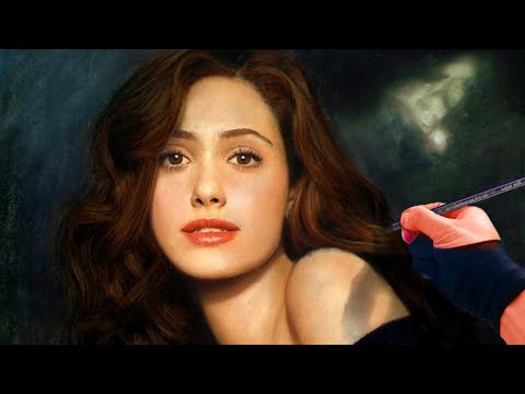 Emmy Rossum Portrait Drawing – Full Color Pastel